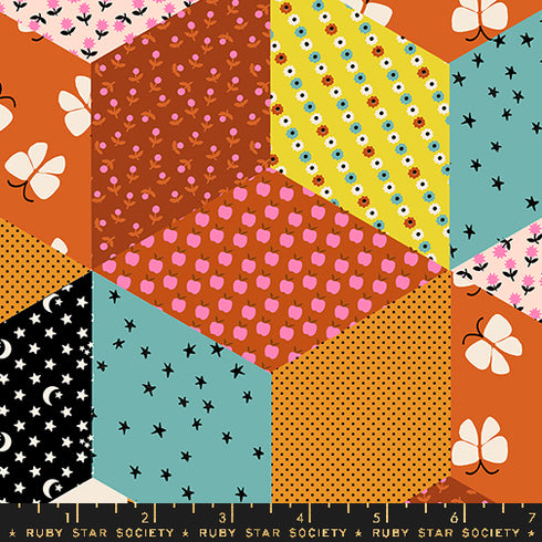 Ooh Lucky Lucky Tumbling Blocks Patchwork in Caramel RS4112 15 - Ruby Star Society Sold by the Half Yard